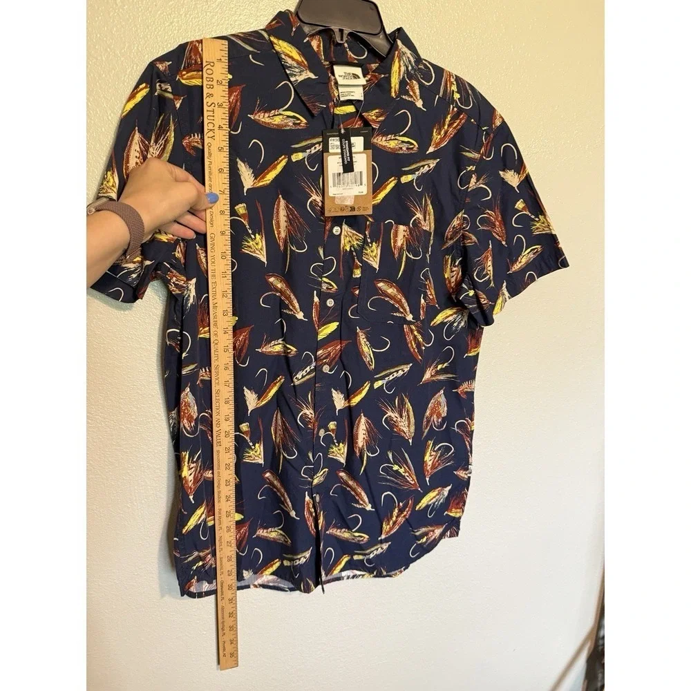 The Northface Men's Baytrail Shirt Navy Fly Fishing Polo Button Down Shirt Large
